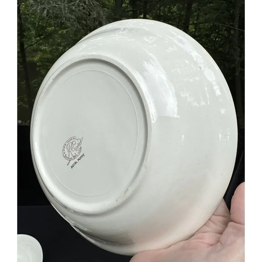 Vintage 1920s Sebring Pottery Company Royal Poppy 9” Serving Bowl EUC -A83